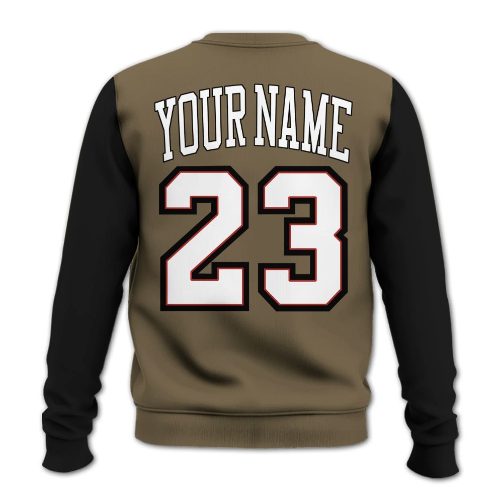 Sweatshirt To Match Olive 9s - Custom Name Chicago 23 All Over Print