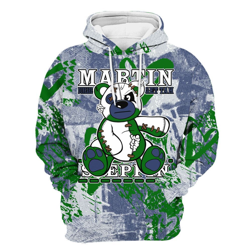 Hoodie To Match Midnight Navy 13s - Tah Steppin Bear Heart Grunge All Over Print