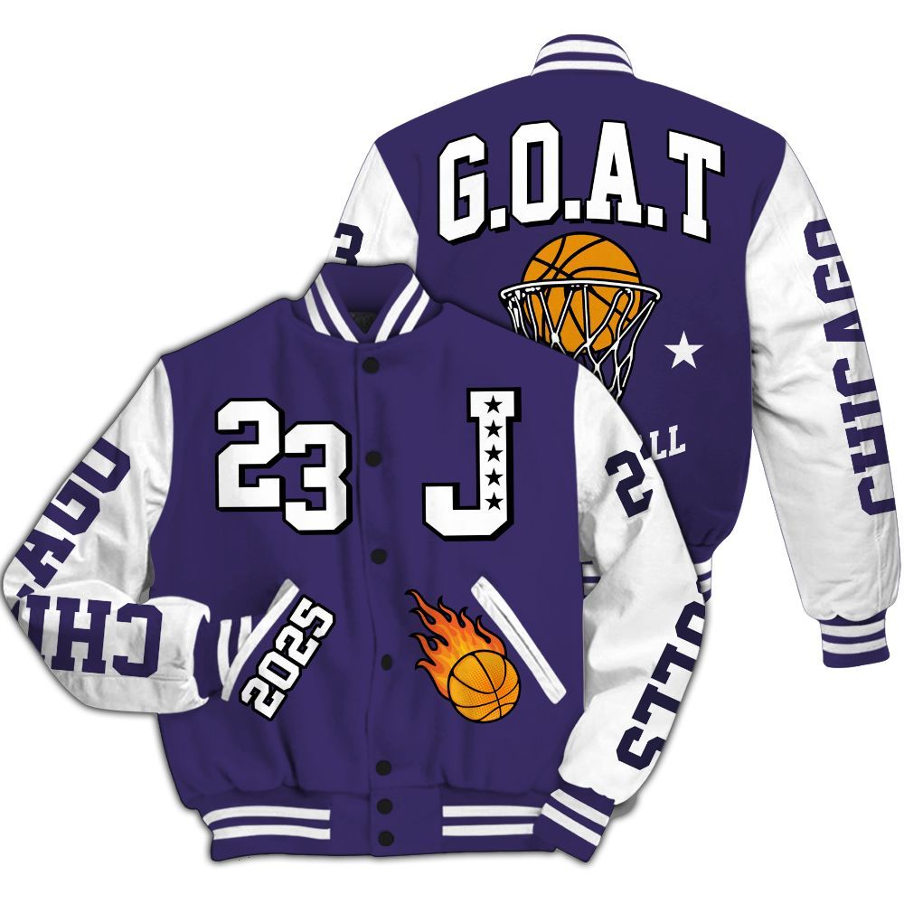 Varsity Jacket To Match Retro Court Purple 13s - Chicago 23 Basketball All Over Print