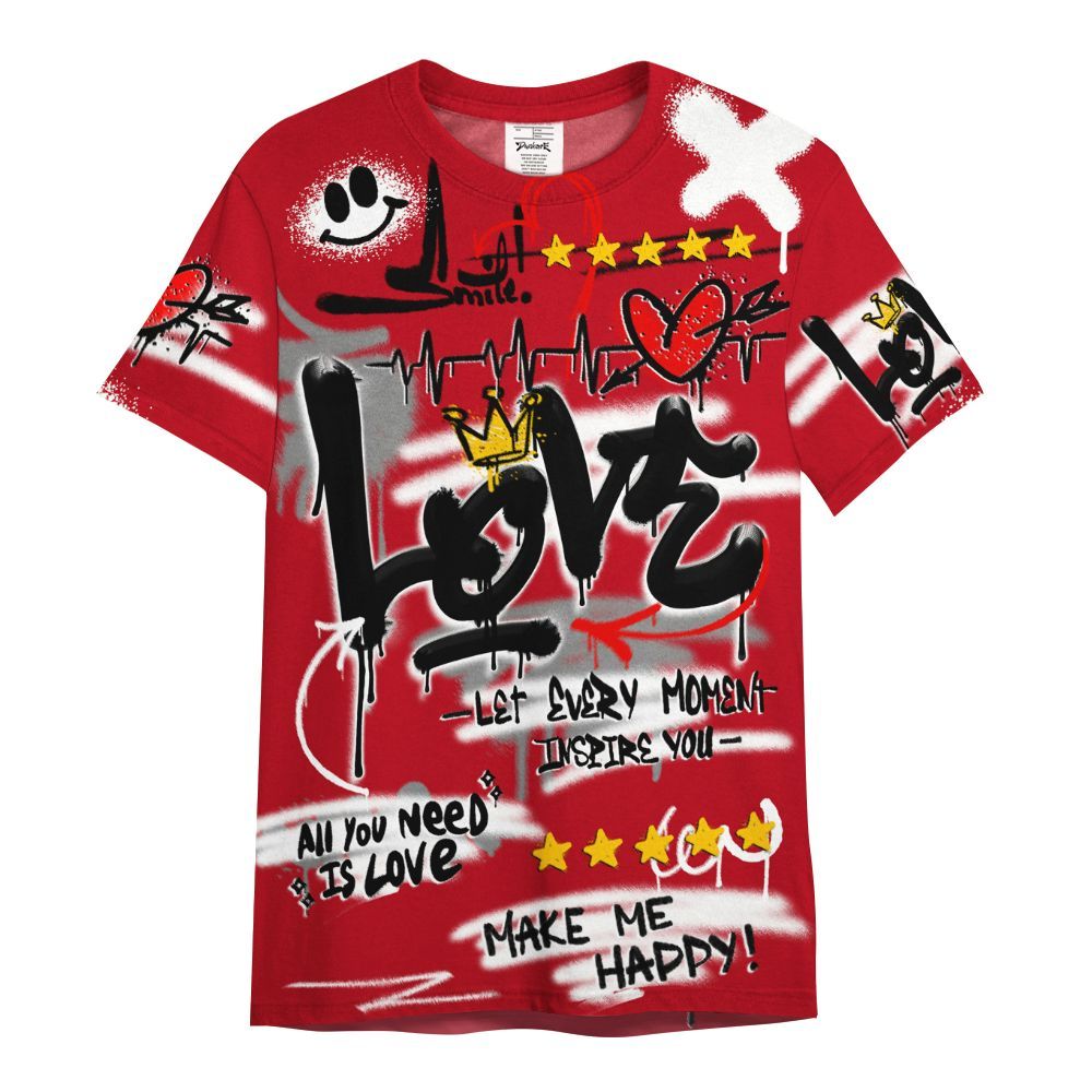 Shirt To Match Bred Velvet 11s - Happy Love Beats Graffiti Streetwear All Over Print