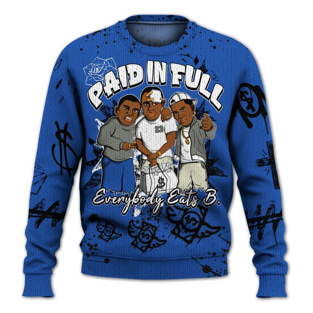 Knitted Sweater To Match Lucky Shorts 3s - Everybody Paid In Full Crayon