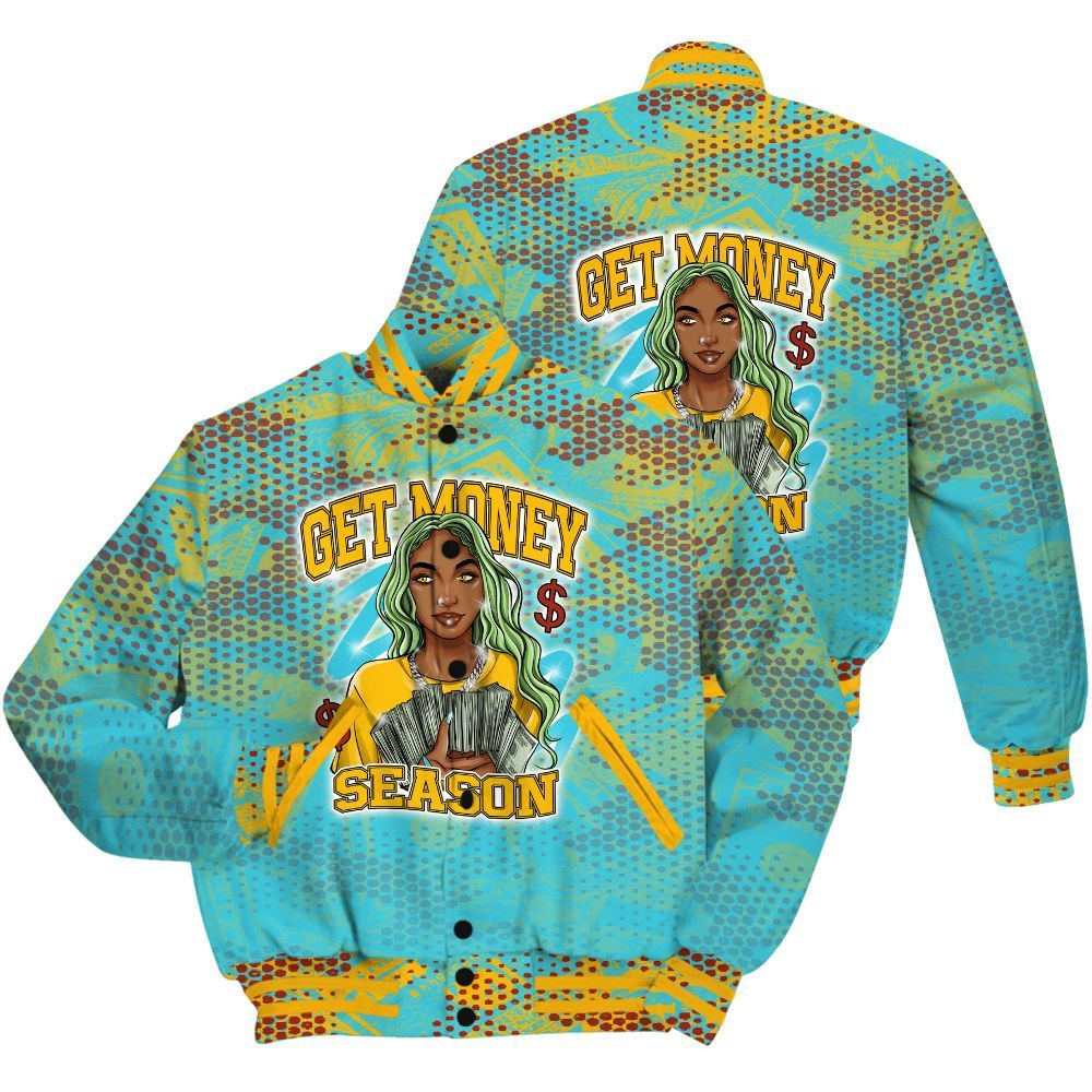Varsity Jacket To Match SB Dunk Di'Orr Greenwood Shirt - Get Moneys Season Banknote All Over Print
