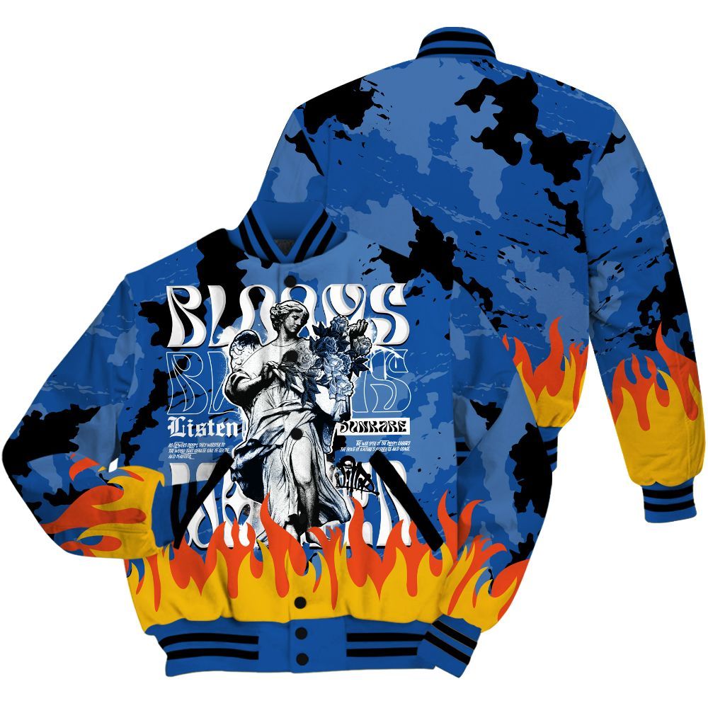 Varsity Jacket To Match Low Space Royal 11s - Blooms Whisper Retro All Over Print