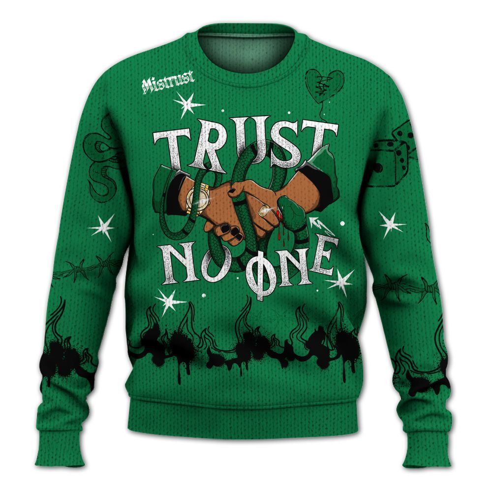 Knitted Sweater To Match Pine Green 13s - Trust No One Snake-Bite Doodle Crayon