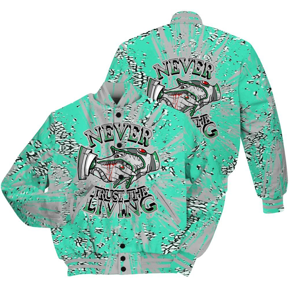 Varsity Jacket To Match Black Green Glow 3s Shirt - Never Trusting Living Graphic Halloween All Over Print