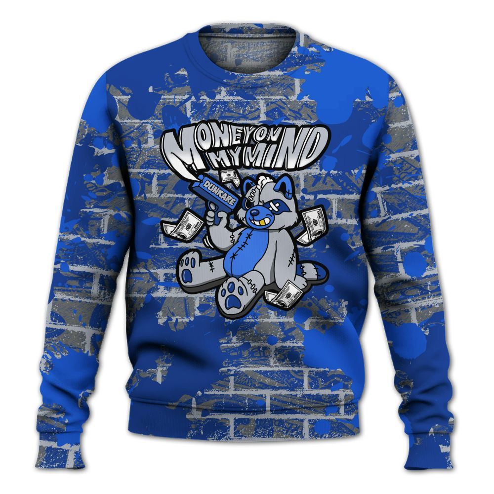 Sweatshirt To Match Air Foamposite One Royal - Money On My Mind Raccoon Brick All Over Print