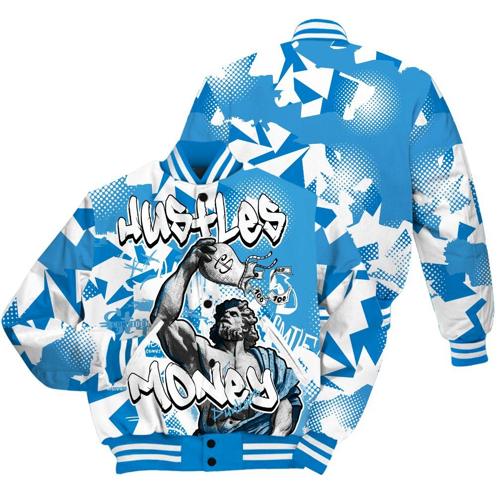Varsity Jacket To Match Industrial Blue 4s - Huslte Money Retro Military Blue 4s Outfit All Over Print