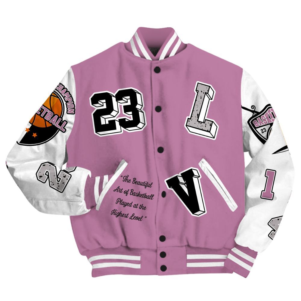 Varsity Jacket To Match Neutral Grey Black White Orchid 4s - The GOAT Got Em Retro Graphic All Over Print