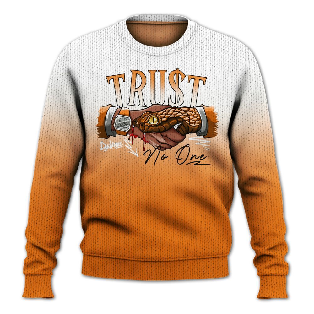 Sweater To Match Orange Citrus 3s - Snake Trust No One Drip Graphic