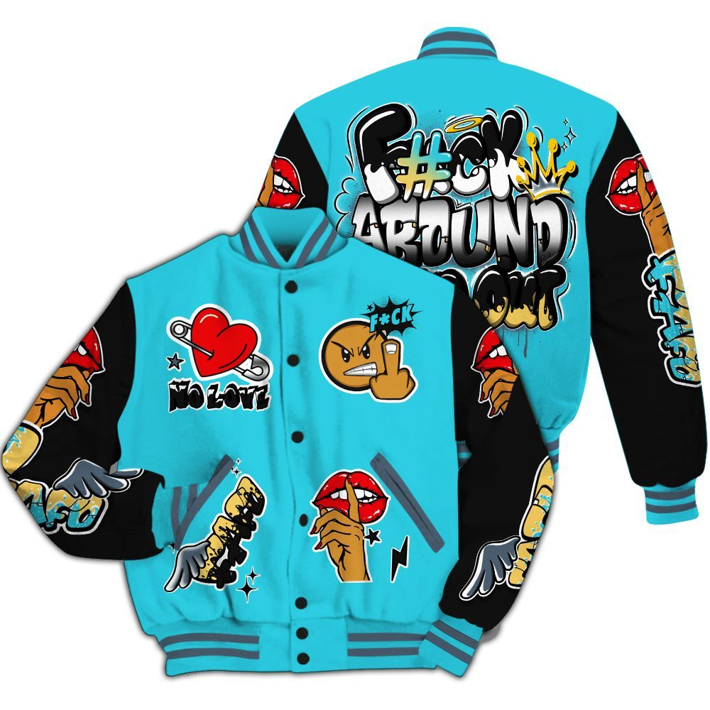 Varsity Jacket To Match Retro Gamma Blue 11s - FK Around Find Out All Over Print
