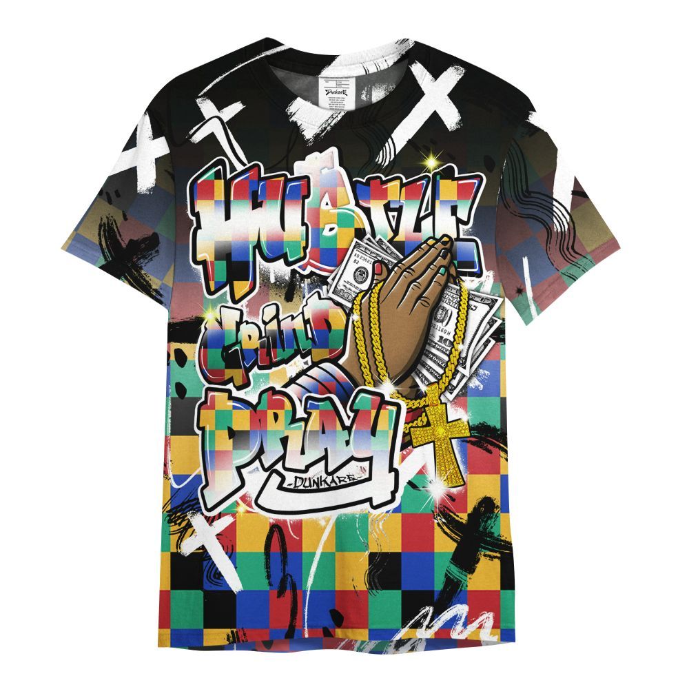 Shirt To Match Air Rainbow Weave - Money Hustle Grind Pray All Over Print