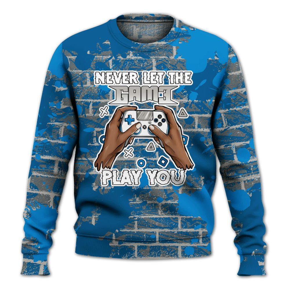 Sweatshirt To Match Industrial Blue 4s - PlayGame Human Brick All Over Print
