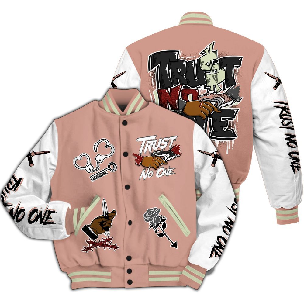 Varsity Jacket To Match Valentines Day 3s - Trust No One Dripping All Over Print