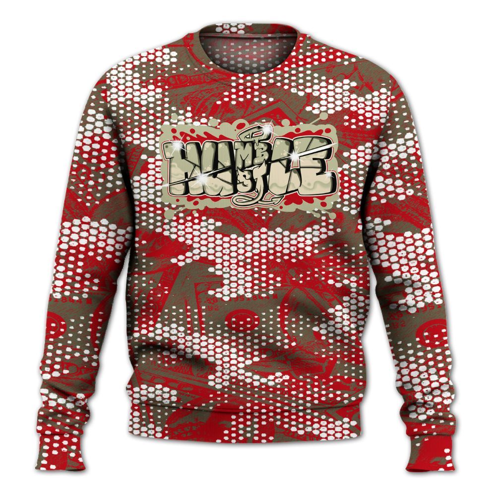 Sweatshirt To Match Low OG Medium Olive 1s - Humbled Hustles Graphic Banknotes All Over Print