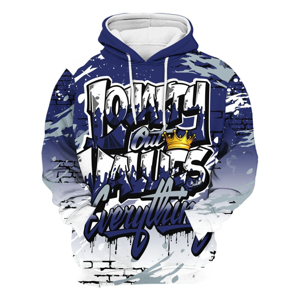 Hoodie To Match Midnight Navy 11s - Values Of Loyalty Drip All Over Print