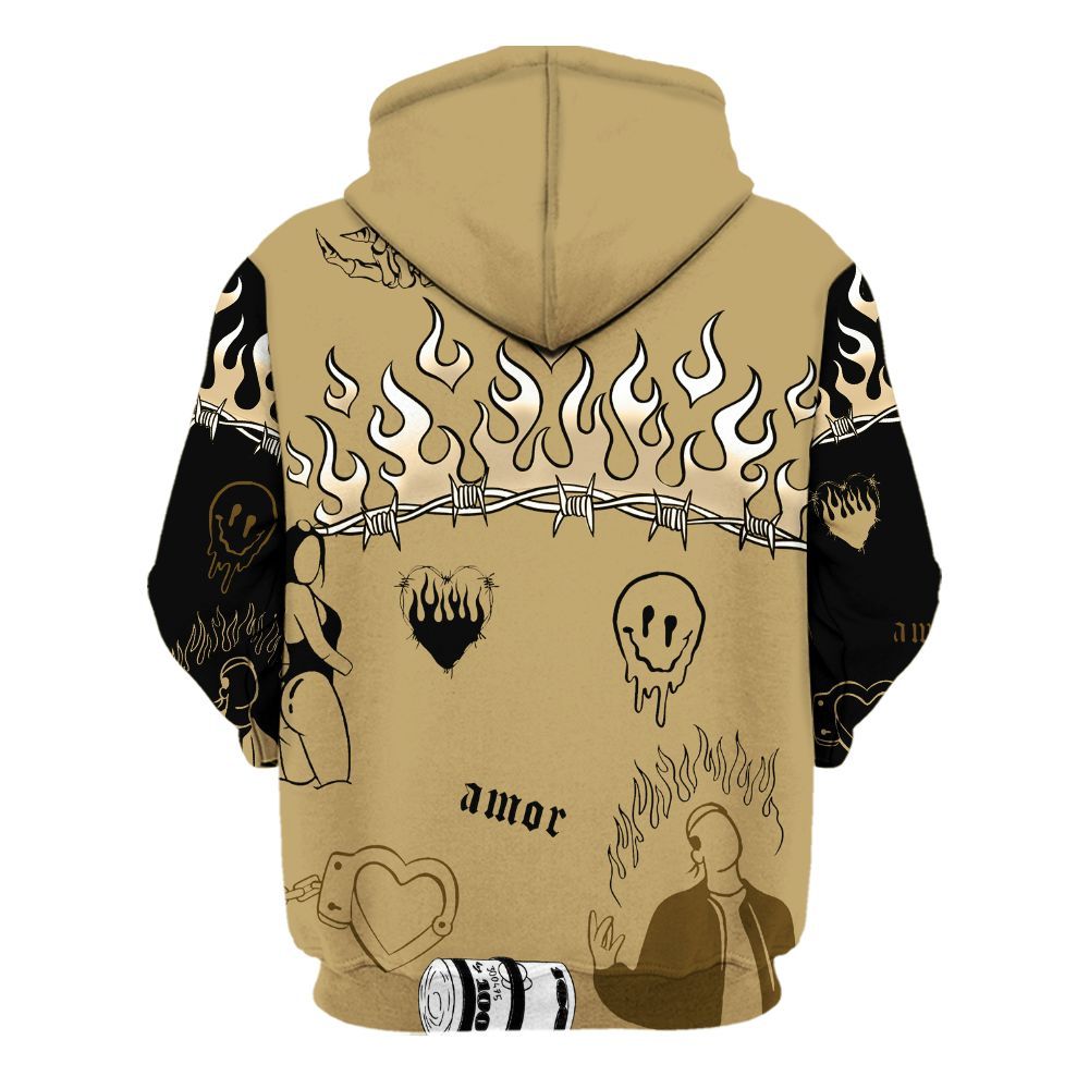 Hoodie To Match High OG Black Metallic Gold 1s - Snake Trust No One All Over Print