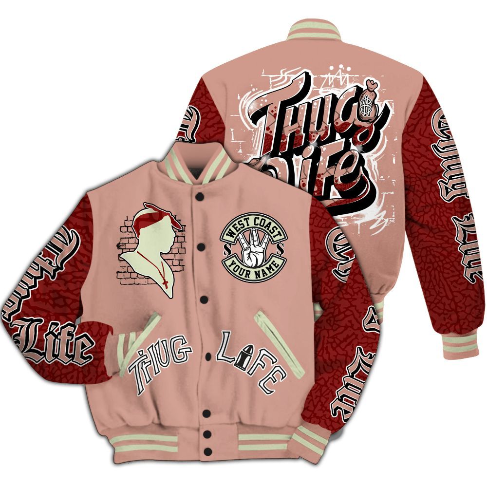 Varsity Jacket To Match Valentines Day 3s - Free Thug Living Custom Name Baseball Varsity Jacket All Over Print