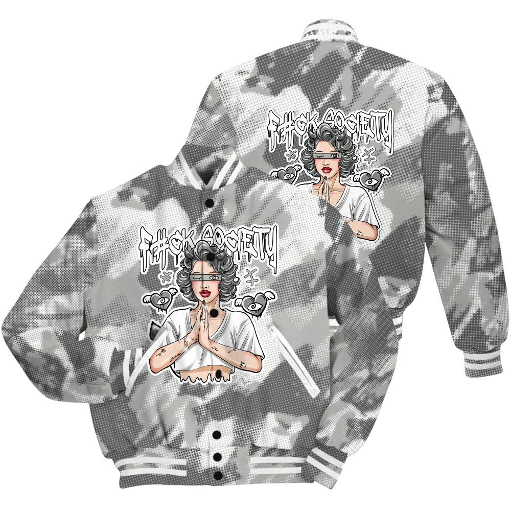 Varsity Jacket To Match Retro Wet Cement 4s Shirt - F#ck Xociety Halftone All Over Print