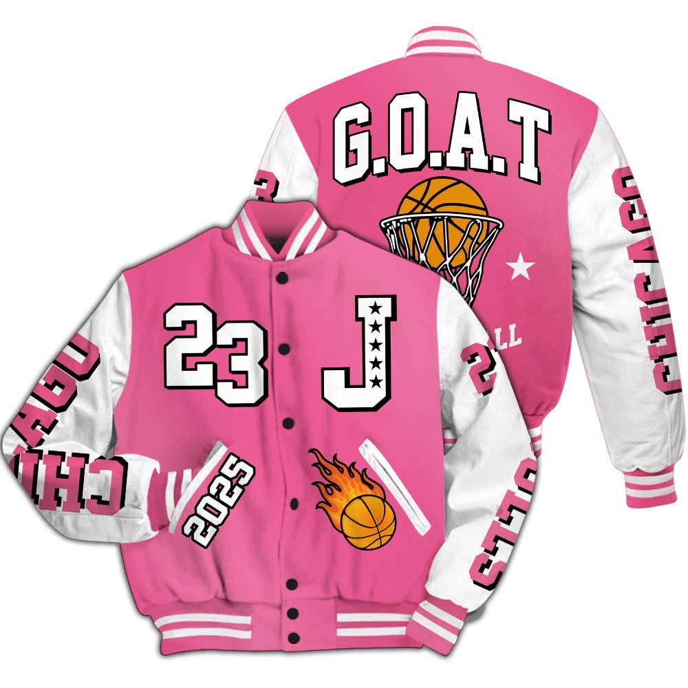 Varsity Jacket To Match Air Max SNDR Hyper Pink - Chicago 23 Basketball All Over Print