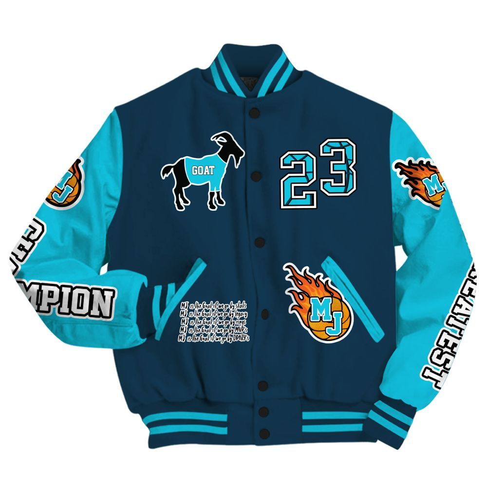 Varsity Jacket To Match Air Navy Baltic Blue - 23 G.0.A.T Jump Up Basketball All Over Print