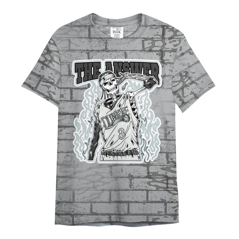 Shirt To Match Black Wolf Grey 12s - Allen Answer Skeleton Brick All Over Print
