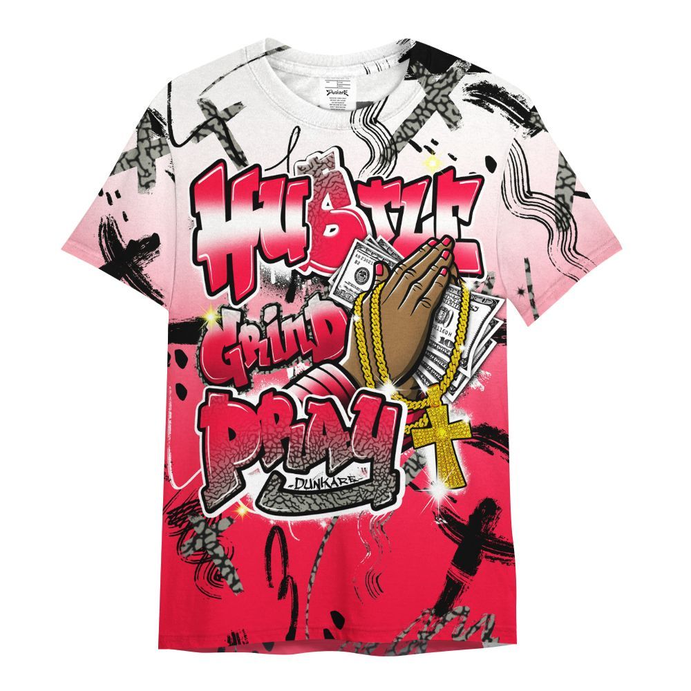 Shirt To Match Retro Fire Red 3s - Money Hustle Grind Pray All Over Print