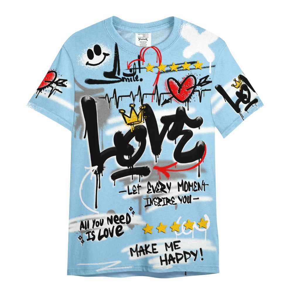 Shirt To Match Legend Blue 11s - Happy Love Beats Graffiti Streetwear All Over Print