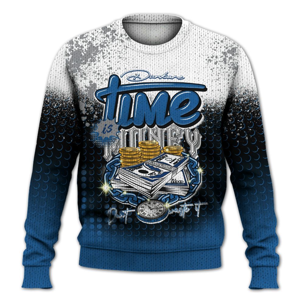Knitted Sweater To Match French Blue 13s - Halftone Time Is Money
