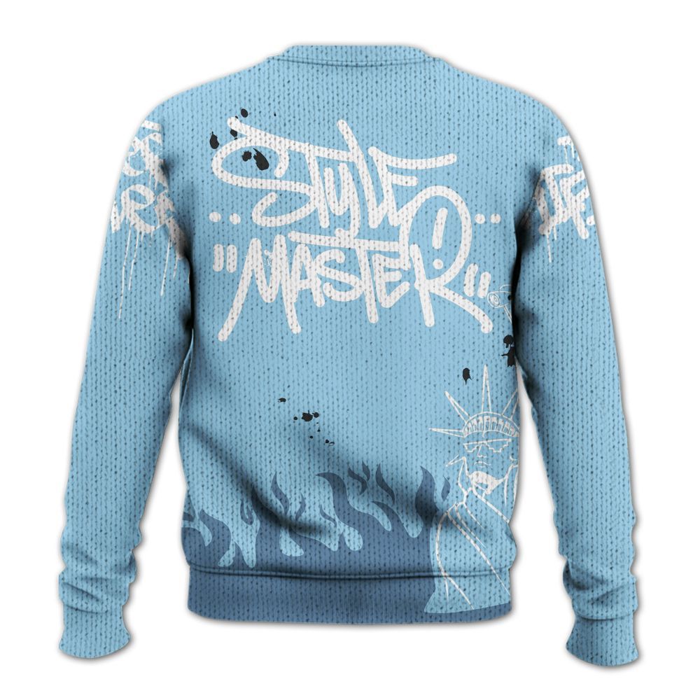 Knitted Sweater To Match Legend Blue 11s - Graphic Fck Around Find Out