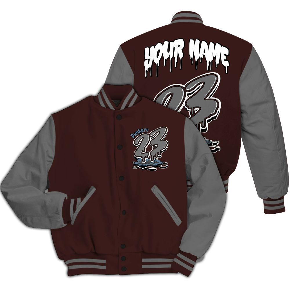 Varsity Jacket To Match Burgundy 5s - Custom Name 23 Drip All Over Print