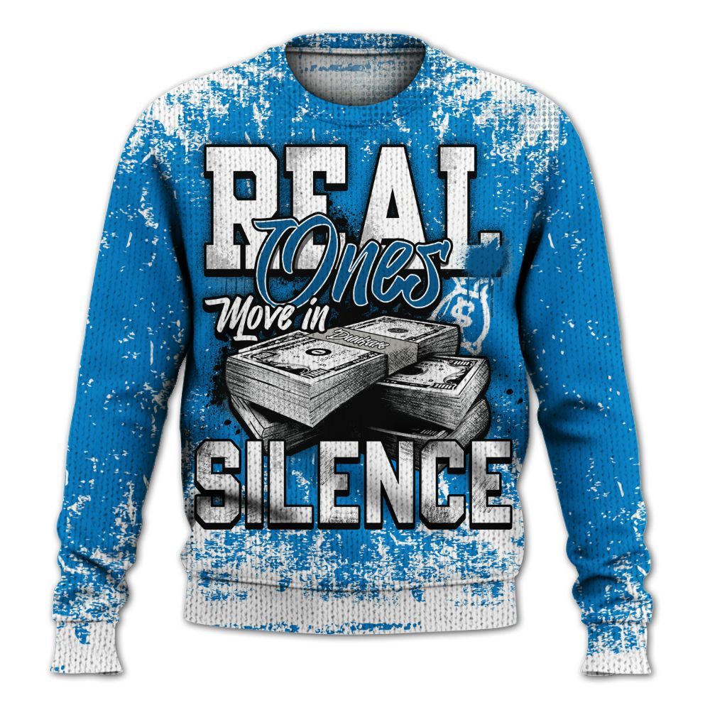 Knitted Sweater To Match Industrial Blue 4s - Move In Silence Money Street Retro