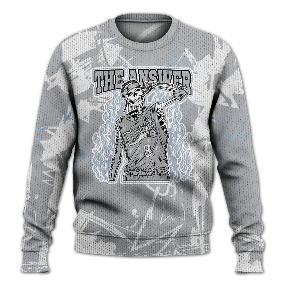 Knitted Sweater To Match Low OG Wolf Grey 1s - Allen Answer Skeleton Messyz