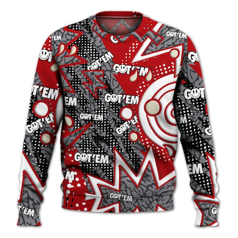 Sweatshirt To Match Cement Grey 3s - Retro Vintage 90s All Over Print