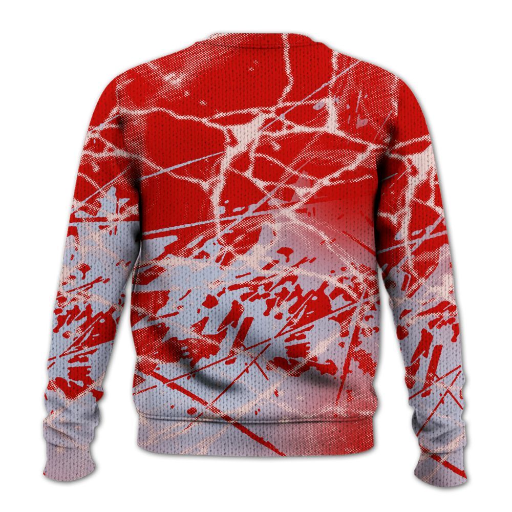 Knitted Sweater To Match Fire Red 6s - Clown Scary Sneakers Halloween Graphic