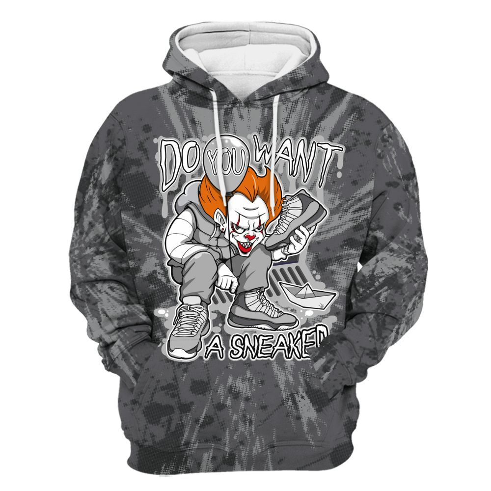 Hoodie To Match White Thunder 4s - Clown Scary Sneakers Graphic Halloween All Over Print