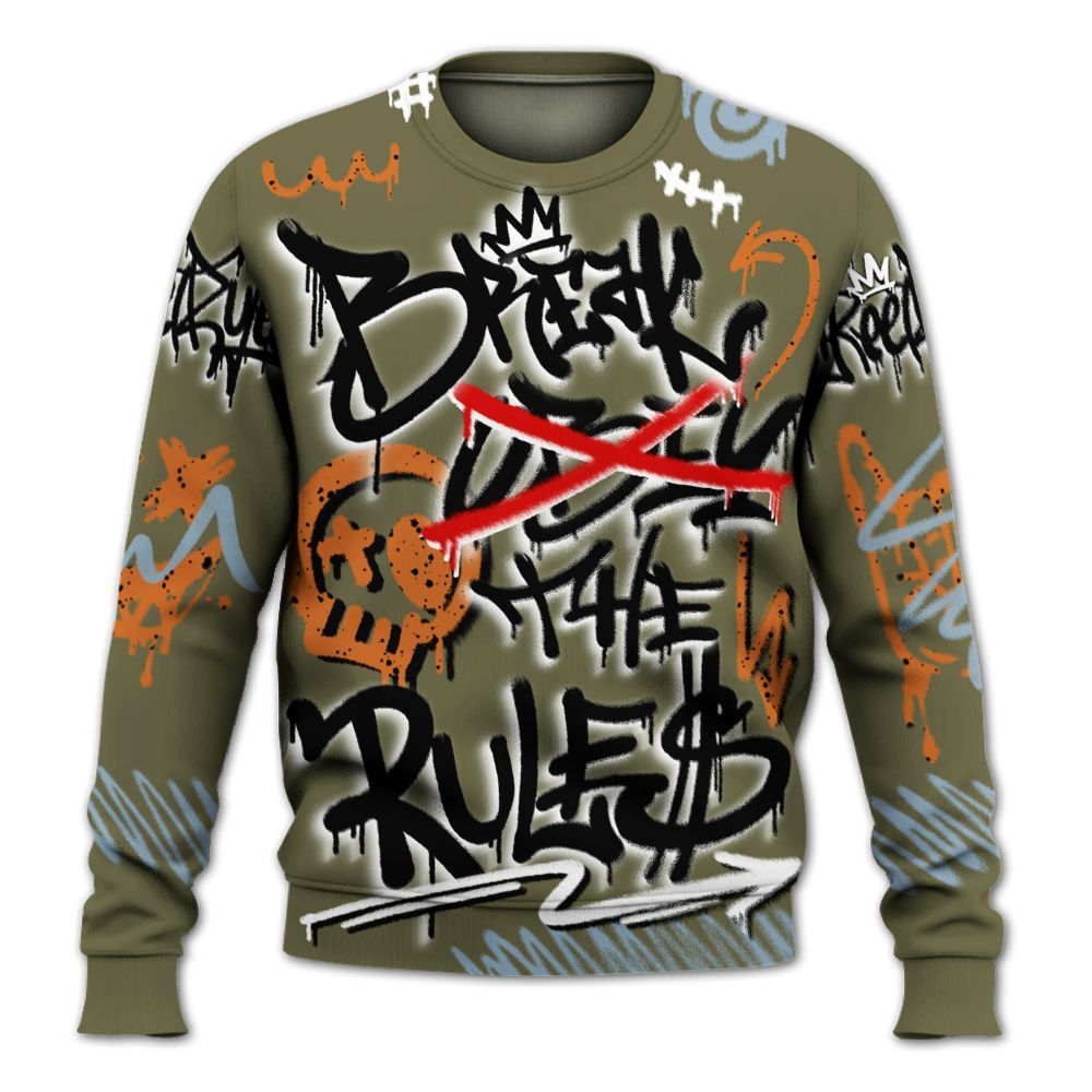Sweatshirt To Match Olive 5s - Break Rules Streetwear All Over Print