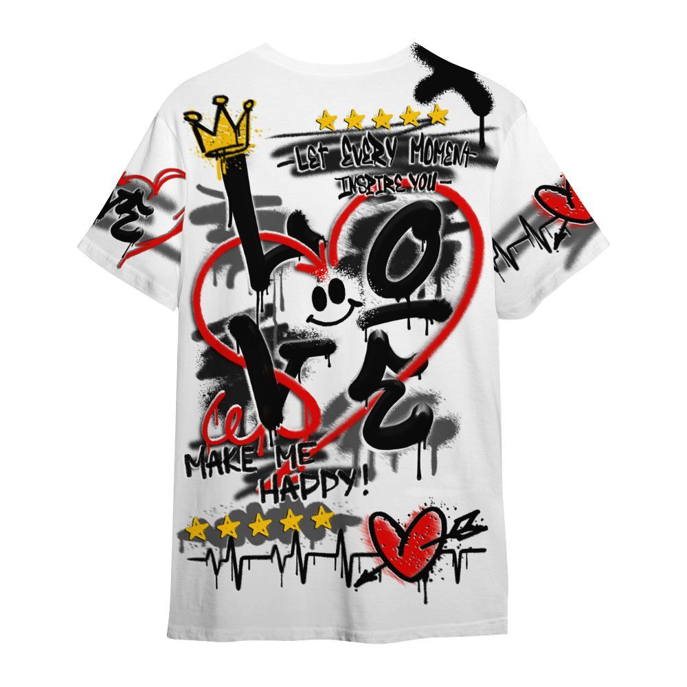 Shirt To Match Low Black Pack 14s - Happy Love Beats Graffiti Streetwear All Over Print