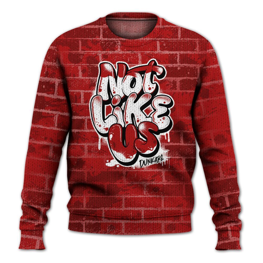 Knitted Sweater To Match Red Taxi 12s - None Like Us Graphic Brick Art