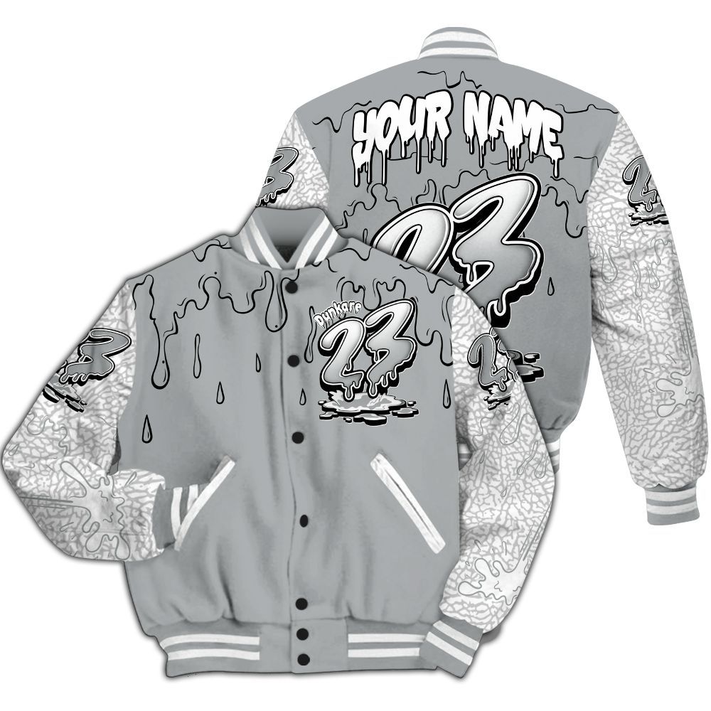 Varsity Jacket To Match Retro Pure Money 3s - Custom Name 23 Drip All Over Print