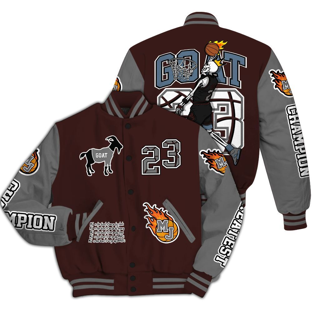 Varsity Jacket To Match Burgundy 5s - 23 G.0.A.T Jump Up Basketball All Over Print