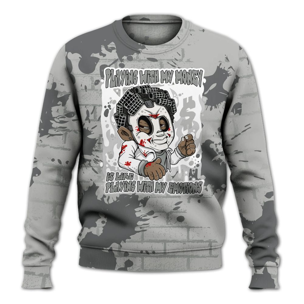Sweatshirt To Match Retro Wet Cement 4s - Playing With My Money Graphic Halloween All Over Print