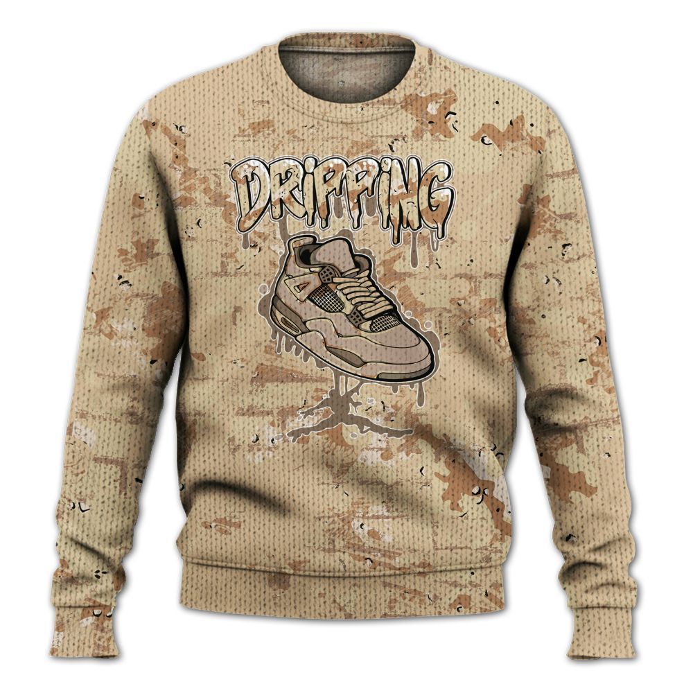 Knitted Sweater To Match Desert Camo 3s - Dripping Shoe 4S Graphic Street Art
