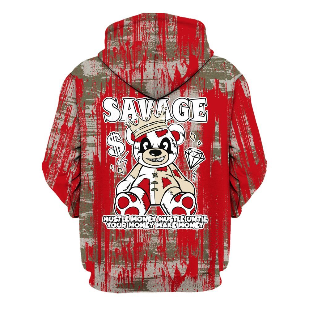 Hoodie To Match Low OG Medium Olive 1s - Savages Bear Glitch Art All Over Print