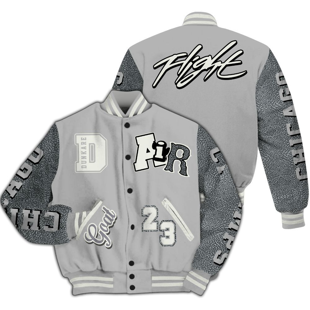 Varsity Jacket To Match Cement Grey Silver 3s - AIR Number 23 All Over Print