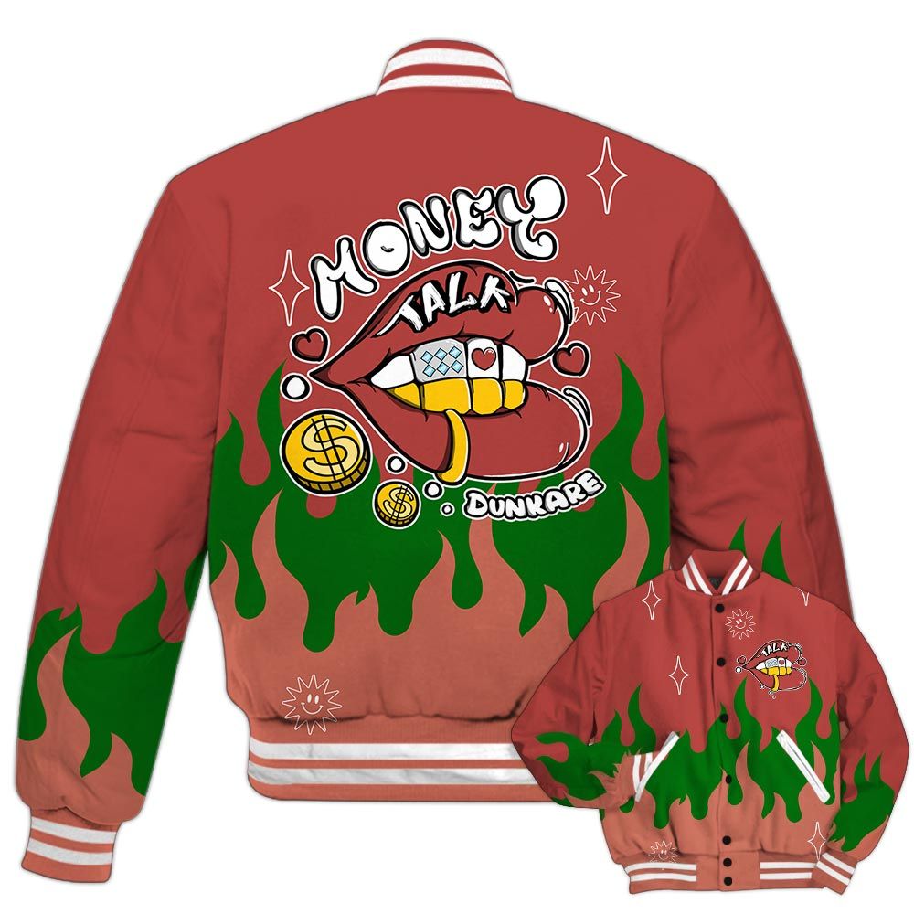 Varsity Jacket To Match Dune Red 13s - Money Talk Retro Varsity Jacket Outfit