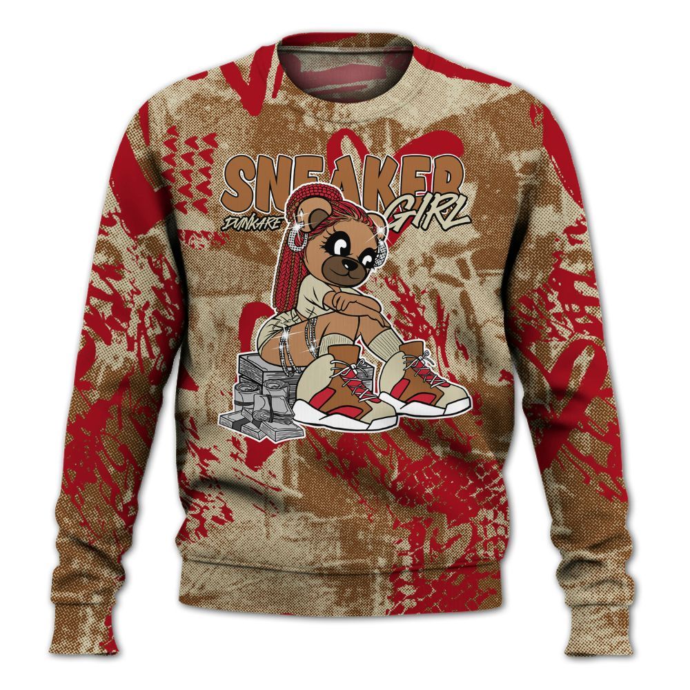 Sweatshirt To Match Archaeo Brown 5s - Sneaker Girl Bear Heart Grunge All Over Print