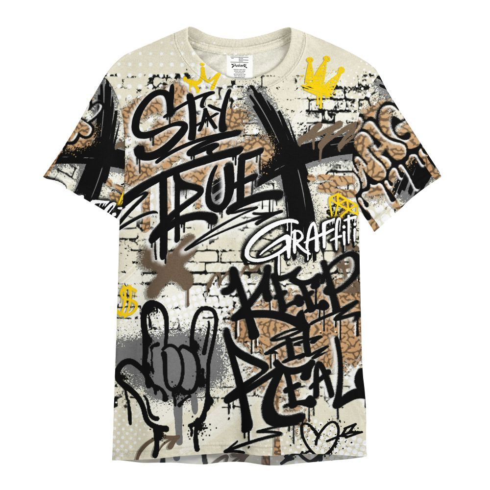 Shirt To Match Orewood Brown 3s - True It Real Graffiti Streetwear All Over Print