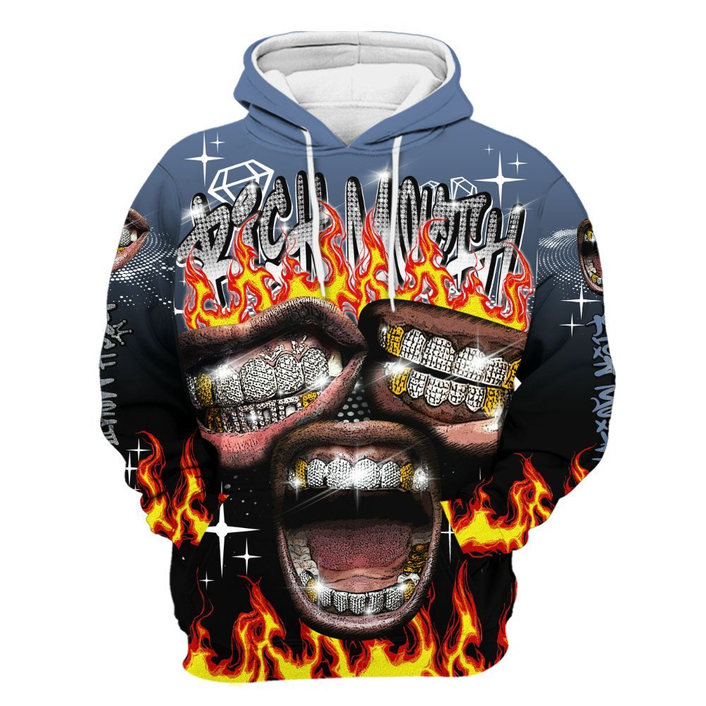 Hoodie To Match Mid Space Jam 1s - Rich Mouth Fire Rap Retro 90s All Over Print