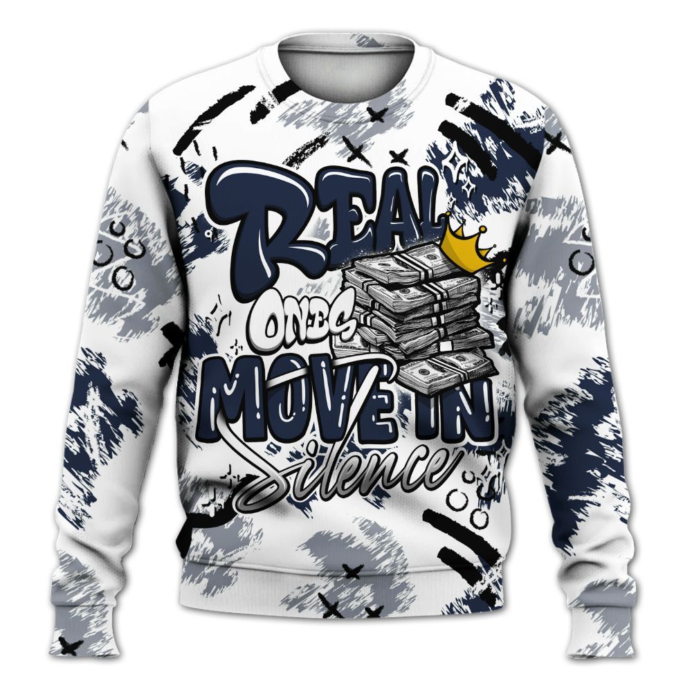 Sweatshirt To Match Dunk Low White Midnight Navy - Real Ones Move In Streetwear All Over Print