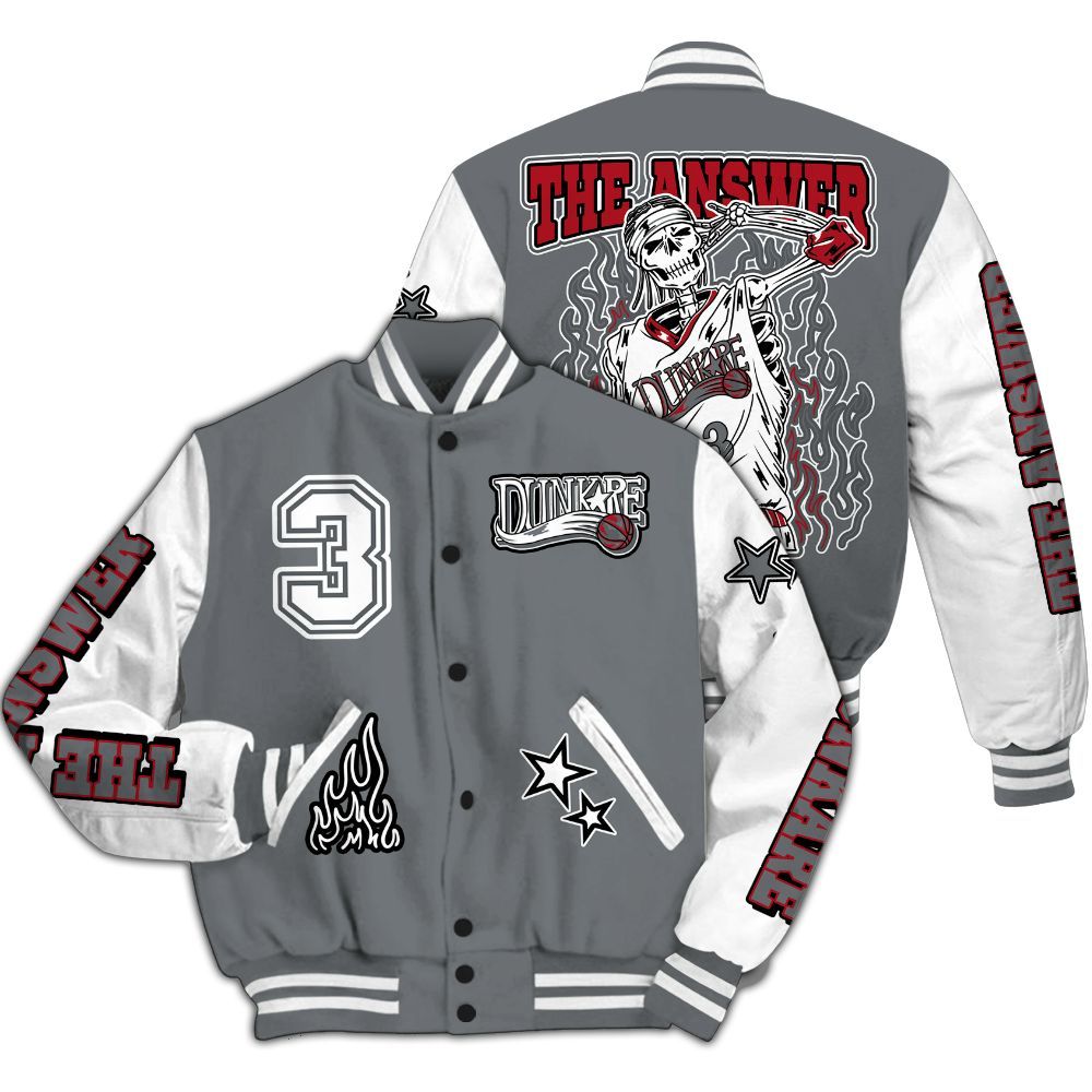 Varsity Jacket To Match Retro Fire Red 9s - Allen Answer Skeleton All Over Print
